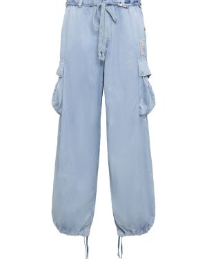Satin Cargo Wide Pants