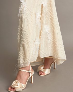 Satin Corsage Stilettos Ivory