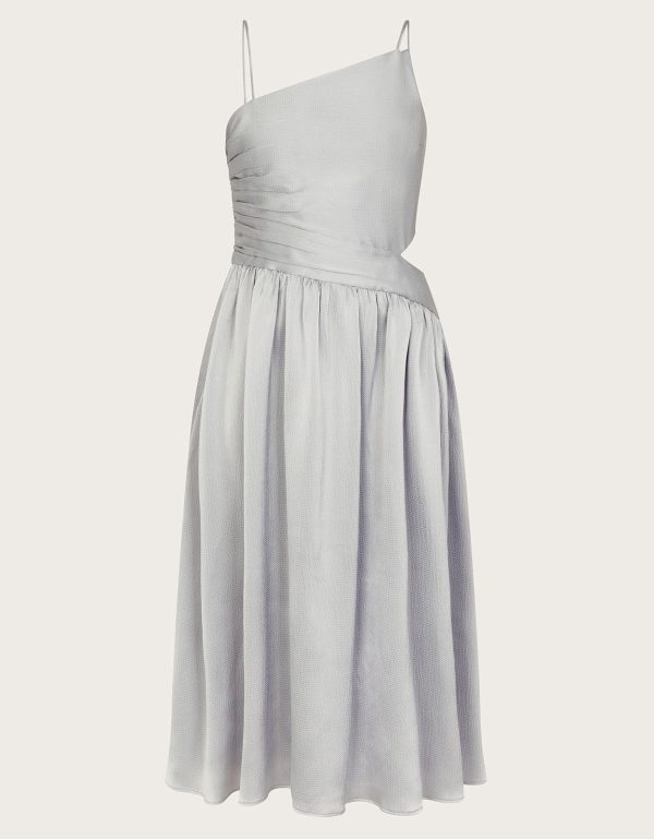Satin Cut-Out Prom Dress Silver