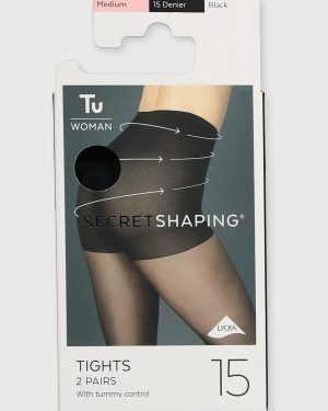 Secret Shaping Black Tummy Control Tights 2 Pack