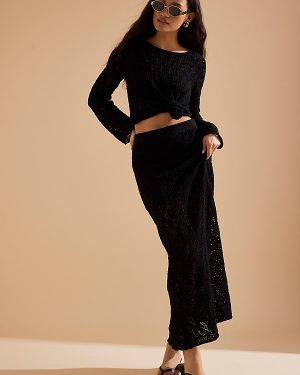 Selected Femme Niva High-Waisted Crochet Maxi Skirt