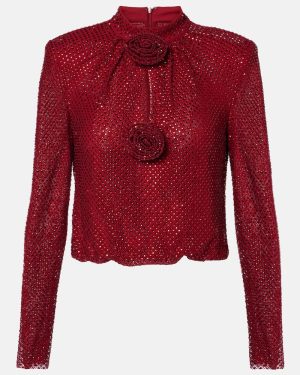 Self-Portrait Embellished fishnet blouse