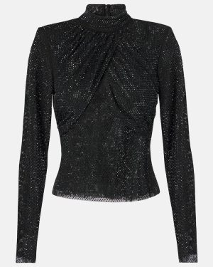 Self-Portrait Embellished mesh top