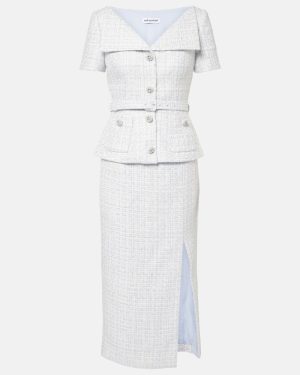Self-Portrait Peplum boucle midi dress