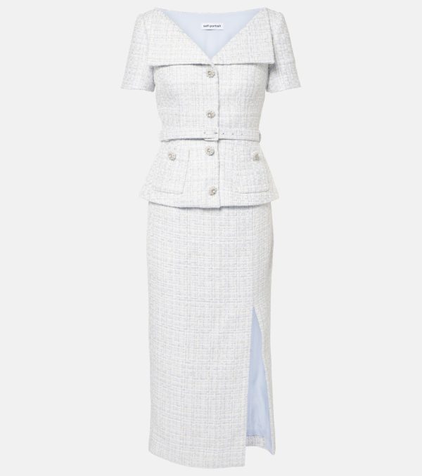Self-Portrait Peplum boucle midi dress