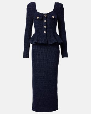 Self-Portrait Peplum knitted midi dress
