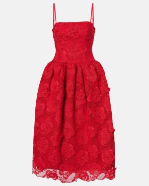 Self-Portrait Strapless lace midi dress