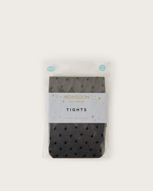 Semi Sheer Polka Dot Tights Black
