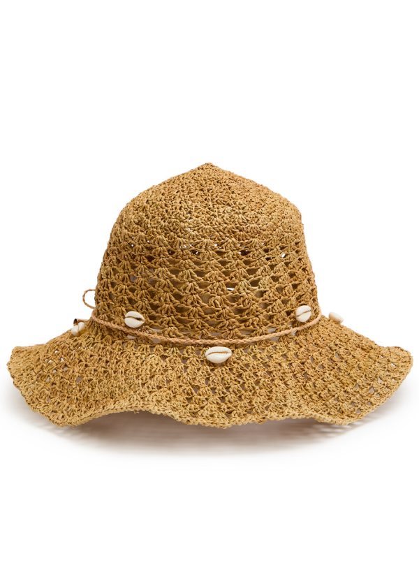 Sensi Studio Shell-embellished Crochet Straw sun hat - Beige - L