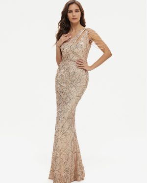 Sequin Mermaid Gown With One Shoulder Formal Party Long Dress For Women 2025