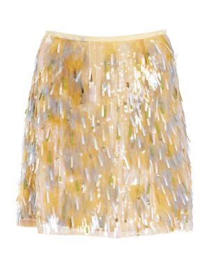 Sergio Hudson - Feather-Embroided Silk Mini Skirt - Multi - US 6 - Moda Operandi