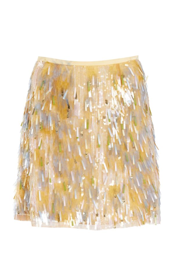 Sergio Hudson - Feather-Embroided Silk Mini Skirt - Multi - US 6 - Moda Operandi