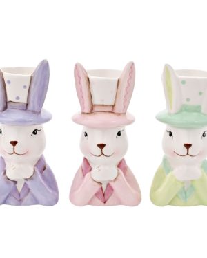 Set of 3 Eggs-traordinary Gifting Company Bunny in Top Hat Planter Mini Multi Coloured