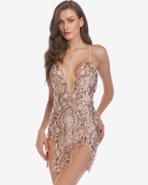 Sexy Club Dress Backless Plunge Slit Ultra Sexy Dresses