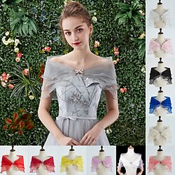 Shawls Women's Wrap Bolero Shrug Coats / Jackets Elegant Sun Protection Short Sleeve Chiffon Wedding Wraps With Pure Color For Formal Spring Fall dress to impress 2025