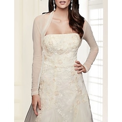 Shawls Women's Wrap Bridal's Wraps Pure Bridal Long Sleeve Tulle Wedding Wraps With Pure Color For Wedding Fall dress to impress 2025