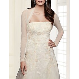 Shawls Women's Wrap Bridal's Wraps Pure Bridal Long Sleeve Tulle Wedding Wraps With Pure Color For Wedding Fall dress to impress 2025
