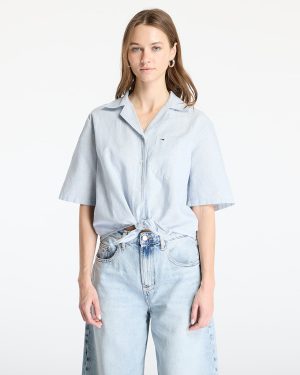 Shirt Tommy Jeans Crop Linen Shortsleeve Shirt Blue S