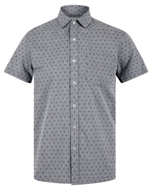 Shirts Caparica Patterned Floral Print Short Sleeve Cotton Chambray Shirt in Light Grey / S - Tokyo Laundry