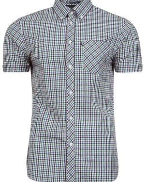 Shirts Hoffman Short Sleeve Two Tone Gingham Shirt in Bayou Green - Le Shark / S - Tokyo Laundry