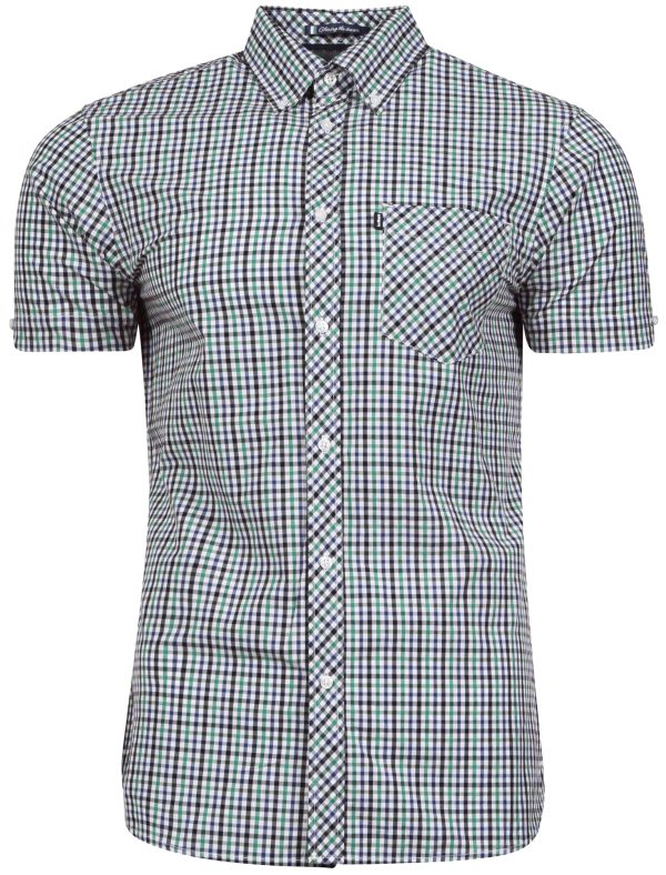 Shirts Hoffman Short Sleeve Two Tone Gingham Shirt in Bayou Green - Le Shark / S - Tokyo Laundry