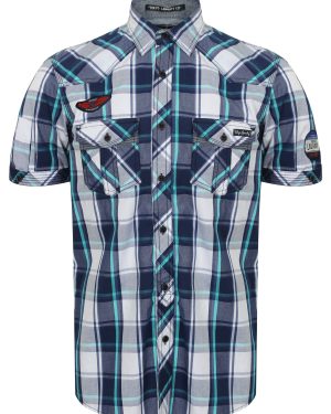 Shirts Toronto Short Sleeve Checked Shirt in Baltic Green / S - Tokyo Laundry