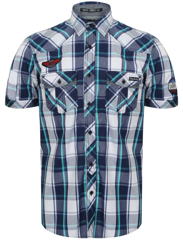 Shirts Toronto Short Sleeve Checked Shirt in Baltic Green / S - Tokyo Laundry