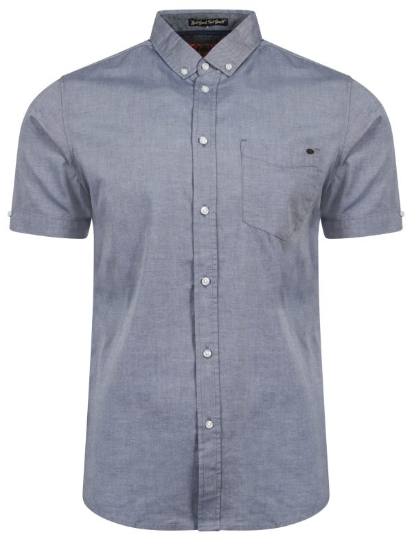 Shirts Woodbury Short Sleeve Cotton Twill Shirt in Midnight Blue / S - Tokyo Laundry