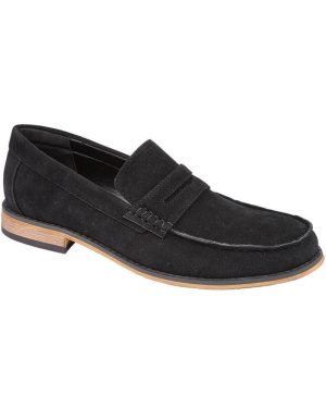 Shoes Madrid Suede Penny Loafers in Black / 11 (44) - Tokyo Laundry