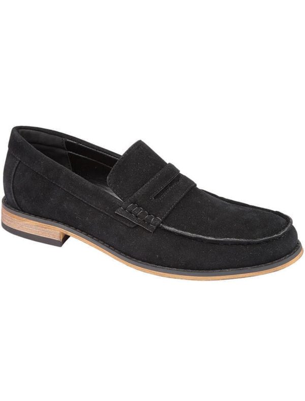 Shoes Madrid Suede Penny Loafers in Black / 11 (44) - Tokyo Laundry