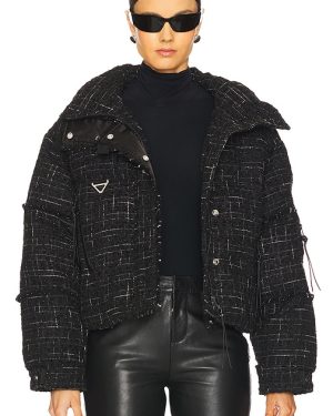Shoreditch Ski Club Diana Leah Puffer Jacket in Black. Size M, S, XS.