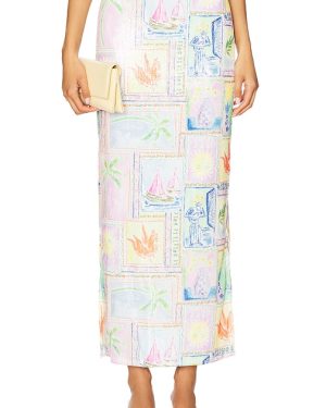 Show Me Your Mumu Sunlight Midi Skirt in Pink. Size M, S, XL, XS.