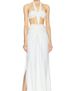 Sid Neigum Bandeau Knot Knit Dress in Cream. Size M, XL, XS.