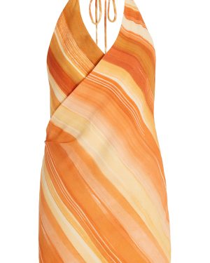 Significant Other - Patrice Striped Halter Dress - Orange - US 10 - Moda Operandi