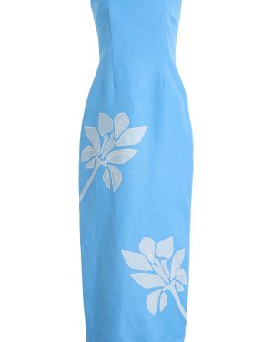 Significant Other - Tammy Strapless Linen-Blend Midi Dress - Blue - US 8 - Moda Operandi