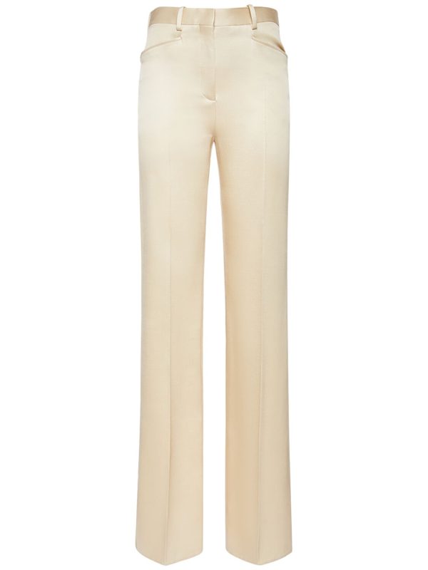 Silk & Wool Twill Bootcut Pants