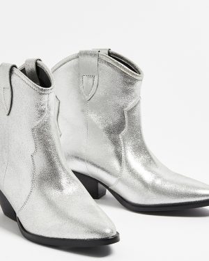 Silver Western Leather Cowboy Boot