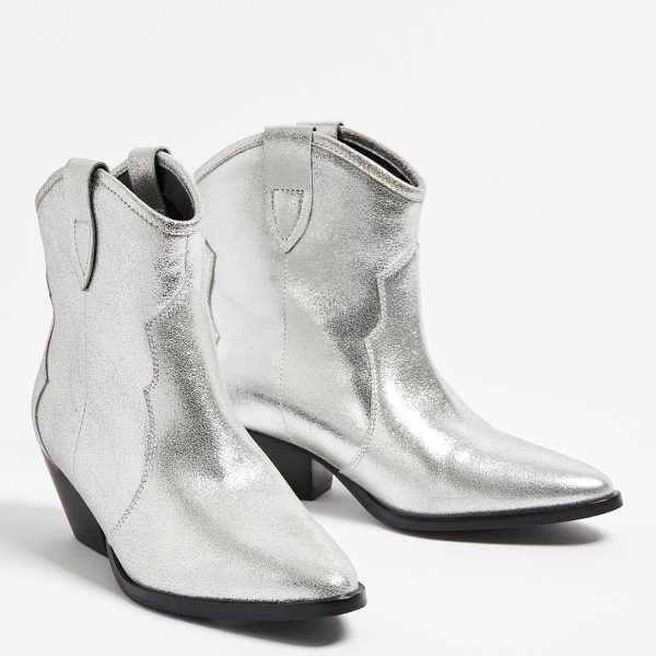 Silver Western Leather Cowboy Boot
