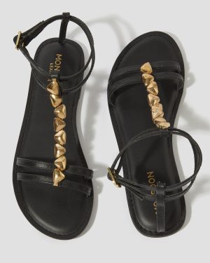 Simi T-Bar Strappy Sandals Black