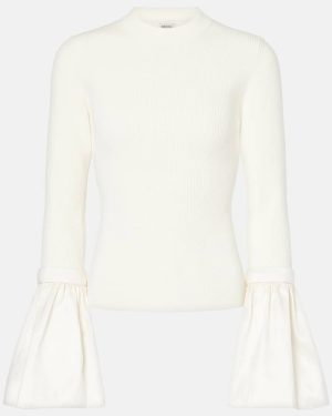 Simkhai Agata taffeta-trimmed ribbed-knit top