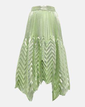 Simkhai Pleated silk-blend midi skirt