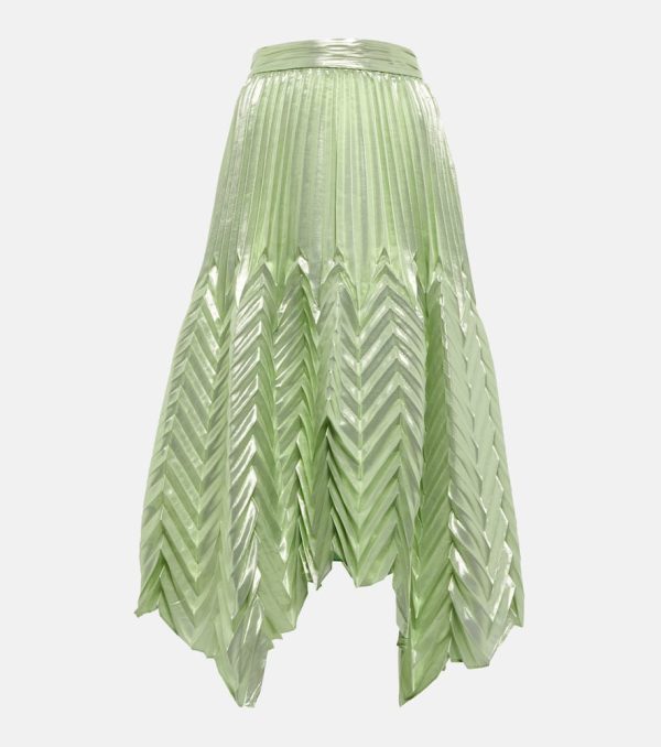 Simkhai Pleated silk-blend midi skirt