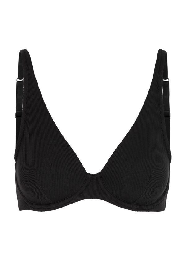 Simone PRLE Eugenie Ribbed Underwired Plunge bra - Black - 36C
