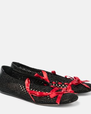 Simone Rocha Bow-detail crochet ballet flats