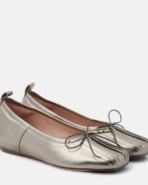 Simone Rocha Classic pleated metallic leather ballet flats