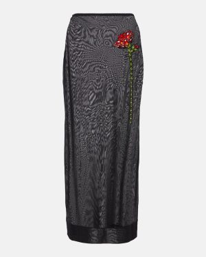Simone Rocha Floral-applique mesh pencil skirt