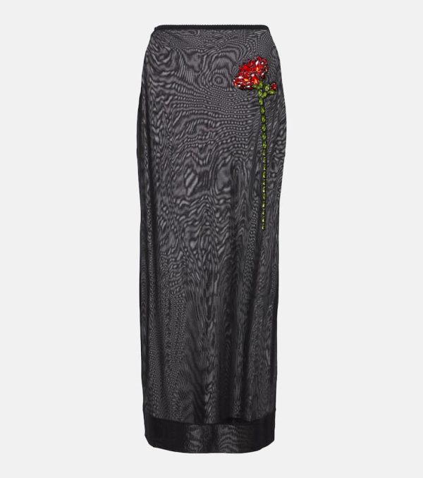 Simone Rocha Floral-applique mesh pencil skirt