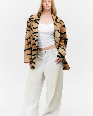 Single-Breasted Oversized Tiger Printed Blazer