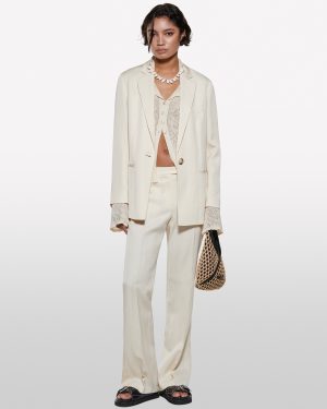 Sisley - Beige Blazer With Belt, Woman, Beige, Size: 48
