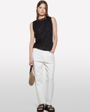 Sisley - Black Regular Fit Tank Top, Woman, Black, Size: XS